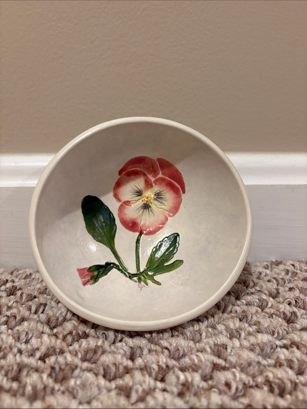 Salt Marsh Pottery Hand-Painted Floral Ceramic - Pink Pansy